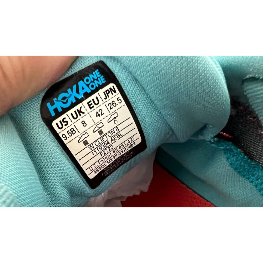 Hoka One One Women's Clifton 8 Running Shoe Sneaker  Size 9.5B  Eggshell / Blue - Picture 11 of 12